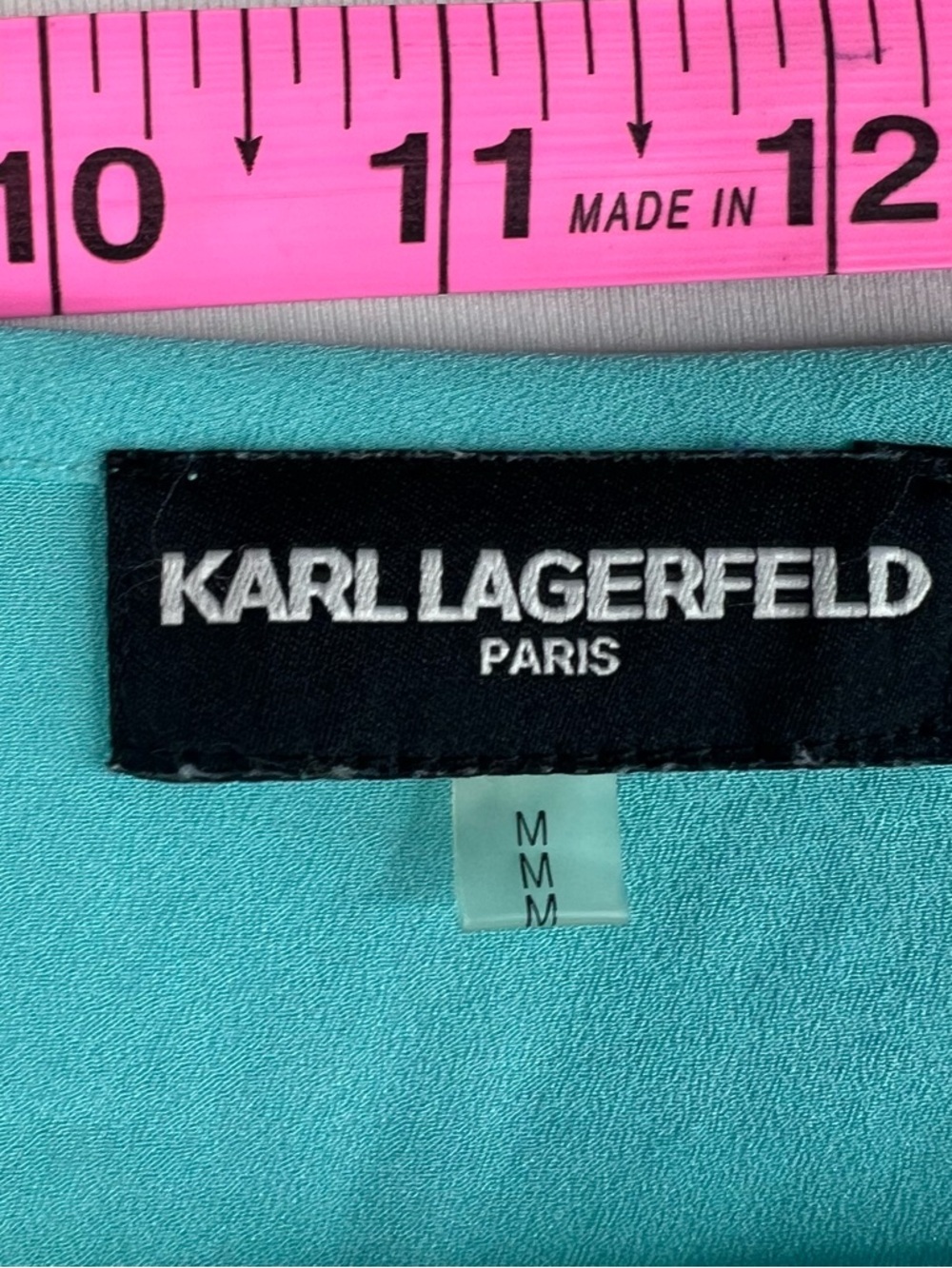 Karl Lagerfeld T-shirt open cut outs arm Turquoise Cold-Shoulder V-Neck Blouse - Picture 8 of 11